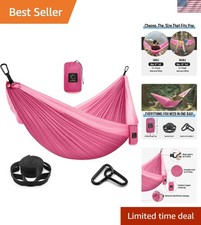Lightweight Double  Single Camping Hammock with Adjustable Tree Straps - Pink
