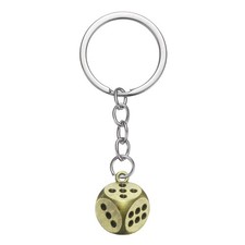 Retro Lucky Dice Keychain Charm Keyrings with Pendants, Bronze