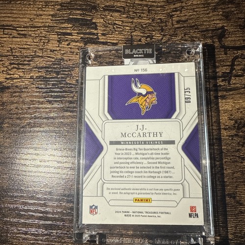 J.J. McCarthy 2024 National Treasures 156 Premium Rookie Patch Auto RC 9/35 - Picture 5 of 8