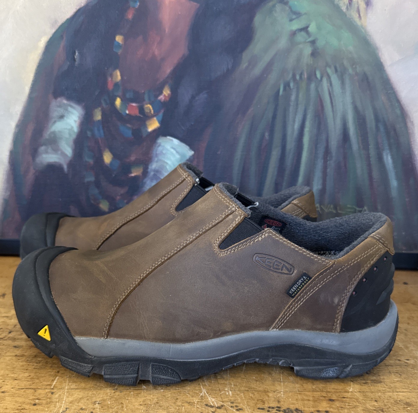 Zoccoli uomo Keen Brixen Low WP taglia 10 5 slip on impermeabili marroni escursionismo outdoor