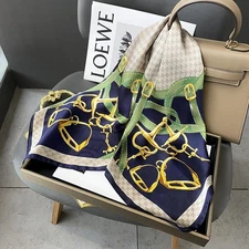 Imitate Silk 27'' Square Scarf For Women Neckerchief Wrap Vintage Stirrup Turban