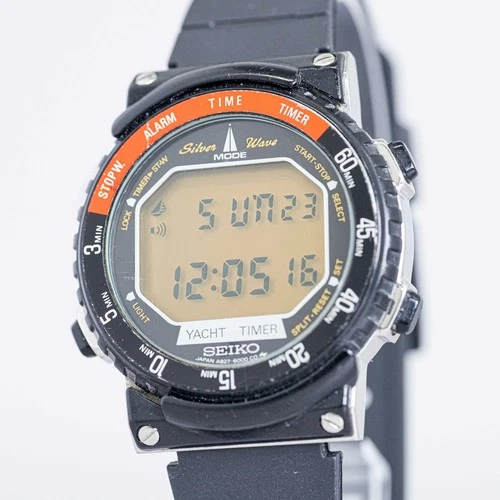 *Exc+5* Vintage SEIKO YACHT TIMER A827-6000 Quartz Chronograph Digital 38mm Mens