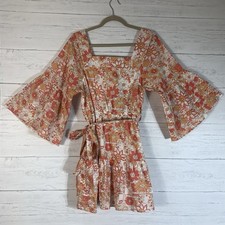 Influence by Asos Tall square neck mini dress in orange floral size 10