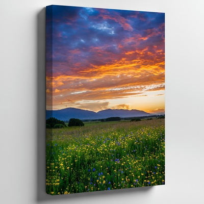 #ad Serene Sunset Landscape Featuring A Vibrant Sky Filled With Hues Of Wall Art $99.90