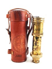 Brass Royal Navy Telescope Dollond London Pirate Spyglass with Leather Case New