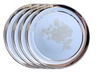 Stainless Steel  Lazer  Floral  Design Dinner Plate-Dia 29.5 CM/ Set of 4
