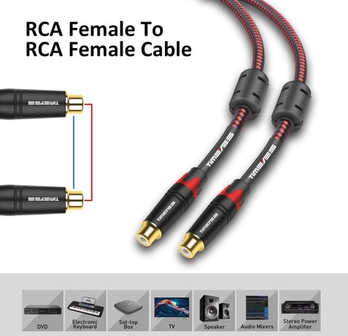 Cable de extensión RCA 1M, RCA hembra a RCA hembra cable adaptador estéreo - Imagen 7 de 7