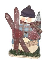 Rustic Wooden Standing Snowman Christmas Sign 15"
