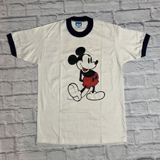 Vintage 80  s Mickey Mouse Walt Disney White Ringer T-Shirt M
