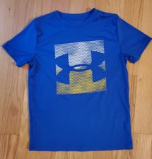 Boy Size YLG Under Armour Loose Heat Gear Short Sleeve Shirt