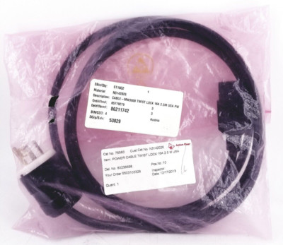 Marinco Power Cable, 16A, 2.5M, L6-20 Male Twist Lock, C19 Female 3-Pin Rect.