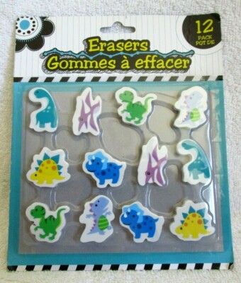 Pack of 12 Multiple Style Dinosaurs 3D Collectible Fun Erasers-Brand New!