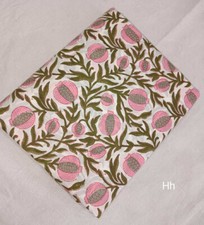 Indian Pomegranate Hand Block Print Running Cotton Voile Fabric By The Yard
