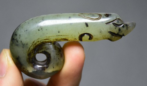 6,5 cm seltener alter chinesischer Hongshan Kultur Jade Schnitzerei Dragn Gou Anhänger - Bild 1 von 4