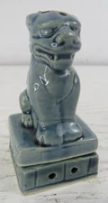Vintage Ceramic Blue Chinese Foo Dog Incense Burner Small 3in