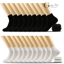 6 12 Pairs Mens Women Black White Cotton Sports Low Cut Ankle Quarter Thin Socks
