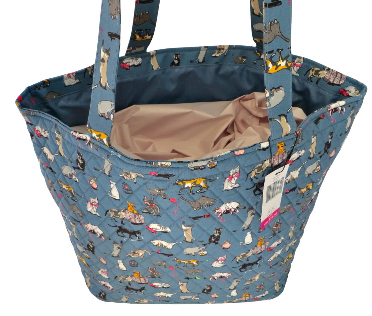 New NWT Vera Bradley LARGE Blue Cat's Meow Grand Tote Shopping Travel