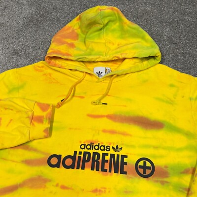 Adidas Sweatshirt Men 2XL Yellow Pullover Athletic Hoodie Gym