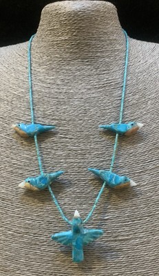 Matt Mitchell Turquoise Robin Bird Fetish Heishi Bead Necklace