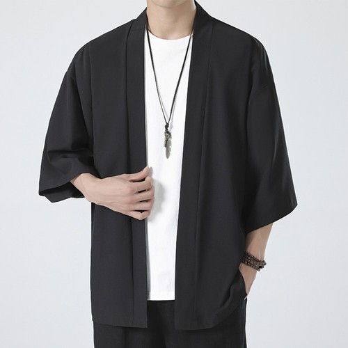 Comfy Fashion Shirt Jacket Yukata 3/4 Sleeve Cardigan Coat Japanese Kimono - Bild 18 von 27