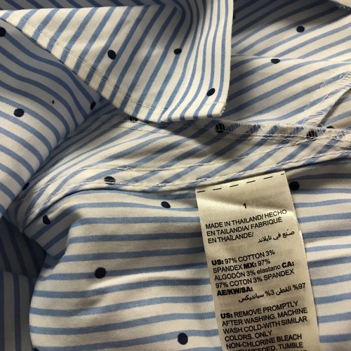 Chico's Easy Cotton Pocket Tunic Dot Stripe 3/4 Sleeve Effortless Blue White M - Picture 6 of 6