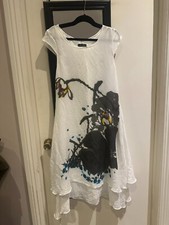 Sundress Sleeveless Dyed Boho White Maxi Layered Summer Dress sz S/M