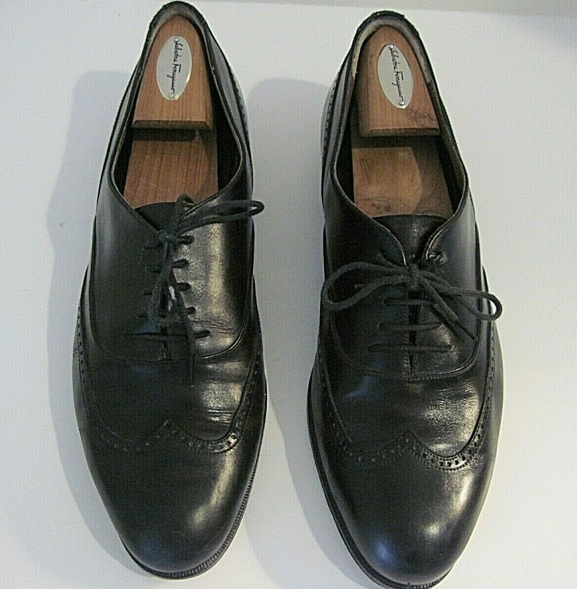 Bally Black Leather Wing Tips Lace Up Oxfords Made In Italy  display picture 2
