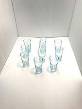 Retro 50s Barware Drinkware Shot Glasses Mid Century Blue Tinted Cut Bottom 10