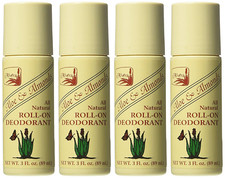 Alvera All Natural Roll-On Deodorant Aloe  Almonds - 3 Fl Oz, 4 pack
