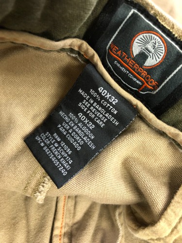 Weathproof Pants Mens 36x31 Tan Beige Canvas Workwear Utility Pocket Tag 40x32 - Picture 10 of 11