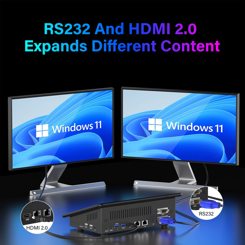 10,1 Zoll Mini PC Windows 11 Intel Alder Lake N5095 8GB+128GB Mini Computer WiFi - Bild 4 von 4