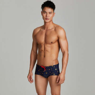 Cool Seobean Men's Sexy Swimwear Star Printed Swim Boxers Swimming Shorts Trunks