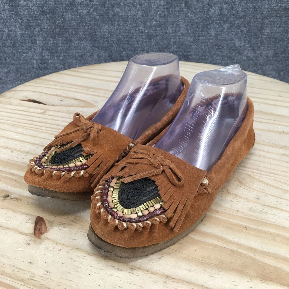 Sandálias Buyamba Feminina 6 Mocassins Camurça Marrom Franja Casual Conforto Baixo - Imagem 3 de 4