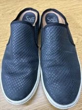 Sofft Somers Mule Women’s Size 8.5 Black Snakeskin Leather Slip On SÖFFT EUC