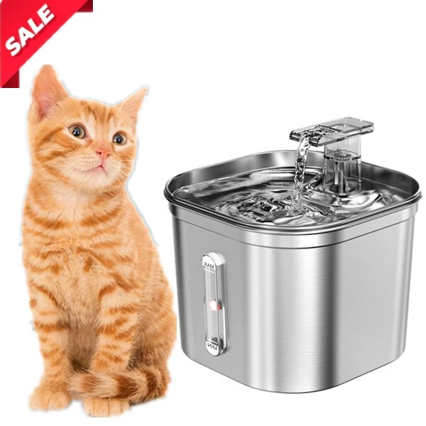 Edelstahl Katzenbrunnen 2,2L Haustier Trinkbrunnen Spender für Katzen