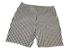 Sz 2XL (20) Women's New Shorts B/W Gingham with Pockets 10" Inseam Pull-on 