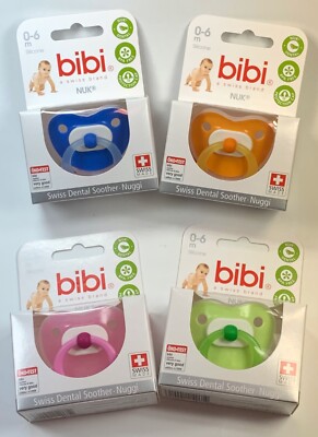 NUK Bibi - 4er Schnuller-Set 0-6m, pink, orange, grün, blau