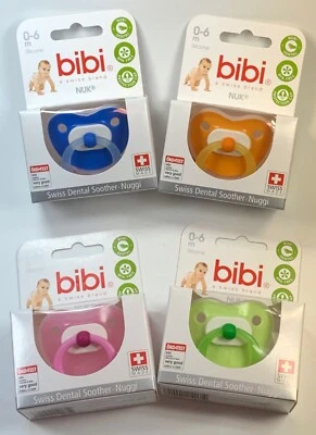 NUK Bibi - 4er Schnuller-Set 0-6m, pink, orange, grün, blau
