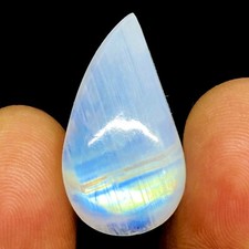22.80 Cts Natural Rainbow Moonstone 27.5x15mm Pear Cabochon Pendant Size Stone