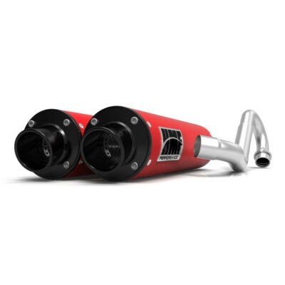 HMF Performance Red Dual Full System Exhaust Black Cap RZR XP/4 1000 2014