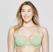 Auden Bra The Everyday Demi Lightly Lined T-Shirt Green 32DD Racerback Straight