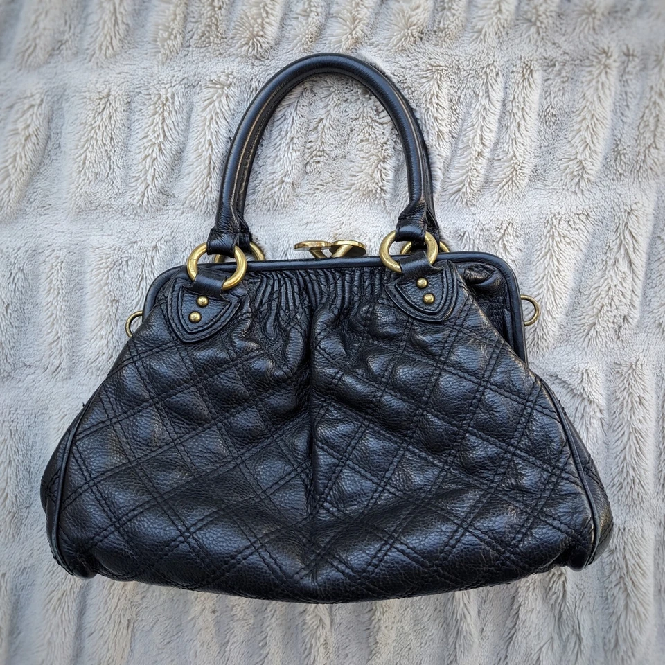 Bolso de cuero acolchado negro Marc Jacobs 2005 "Stam", hecho en Italia Foto 2 de 4