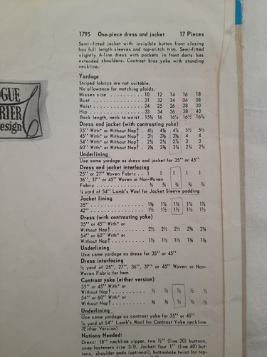 VTG 60's Vogue Couturier Design Pattern 1795 B. Bellville Dress & Jacket Size 14 - Picture 8 of 13