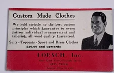 Advertising Ink Blotter Lorsch Custom Made Clothes New York East 44th Street 
