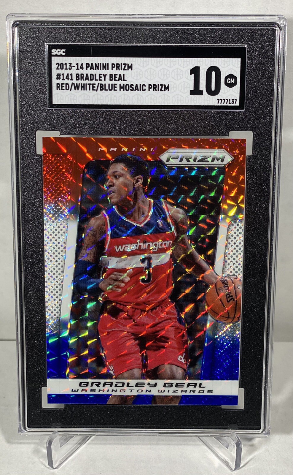 2013-2014 Prizm Bradley Beal #141 Red White Blue Mosaic Prizm SGC 10 Gem Mint 🔥