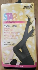 Star Power By Spanx Patterned Shaping Tights Size E Ribbed Row Black High Waist