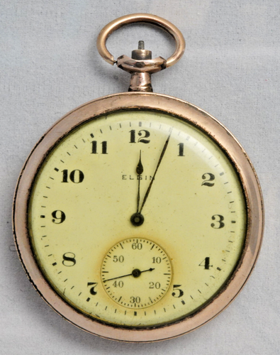 ANTIQUE ORIGINAL "ELGIN NAT'L" AMERICAN POCKET WATCH FOR REPAIR OR PARTS.