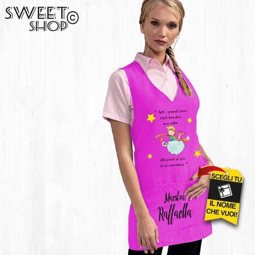 GREMBIULE MAESTRA PERSONALIZZATO SCUOLA MATERNA CAMICE IDEA REGALO MAESTRA NATAL - Picture 1 of 6