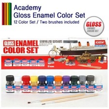 Academy Gloss Enamel Color Set | 12 Colors with Two Brushes
