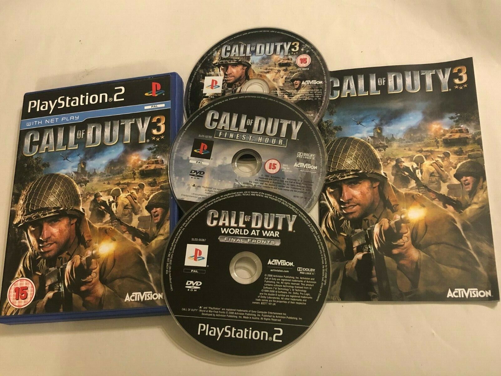 PlayStation 2 Lot Of 3 Games - CALL OF DUTY 2 + Call Of Duty 3 + Monster Jam